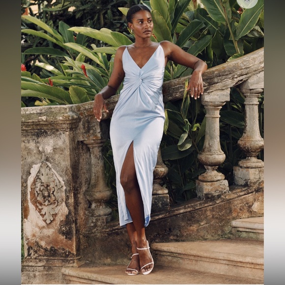 Abercrombie & Fitch Women’s Draped‎ Twist Front Maxi Dress Light Blue Size SP - Picture 1 of 6